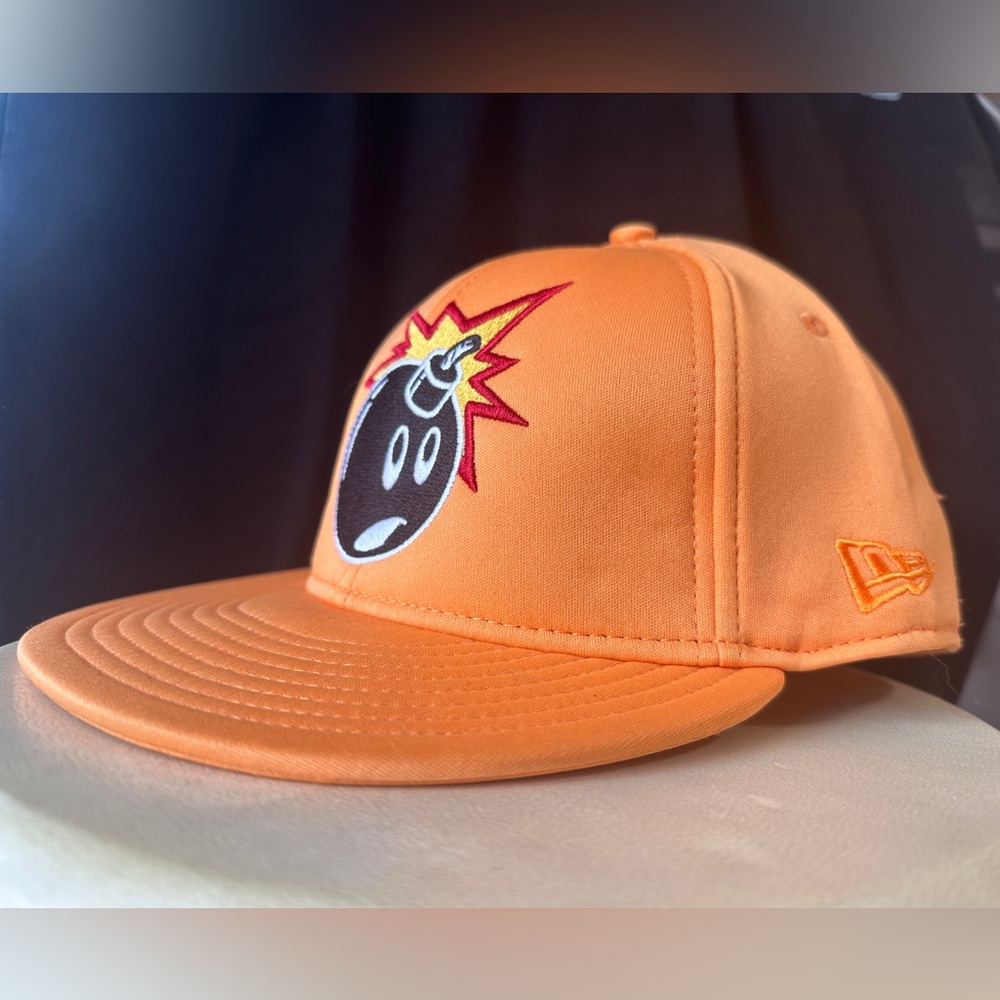 New Era Bright Orange Cap with Unique Graphic 7 3/8